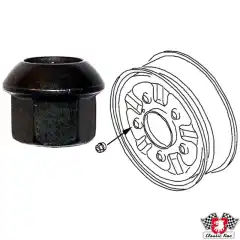 HJULMUTTER PORSCHE ÅPEN STÅL 65-97 MOD sort